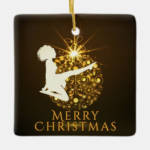 Personalized Irish Dance Golden Christmas Ceramic Ornament