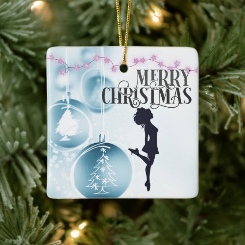 Personalized Irish Dance Hard Shoe Blue Christmas Ceramic Ornament