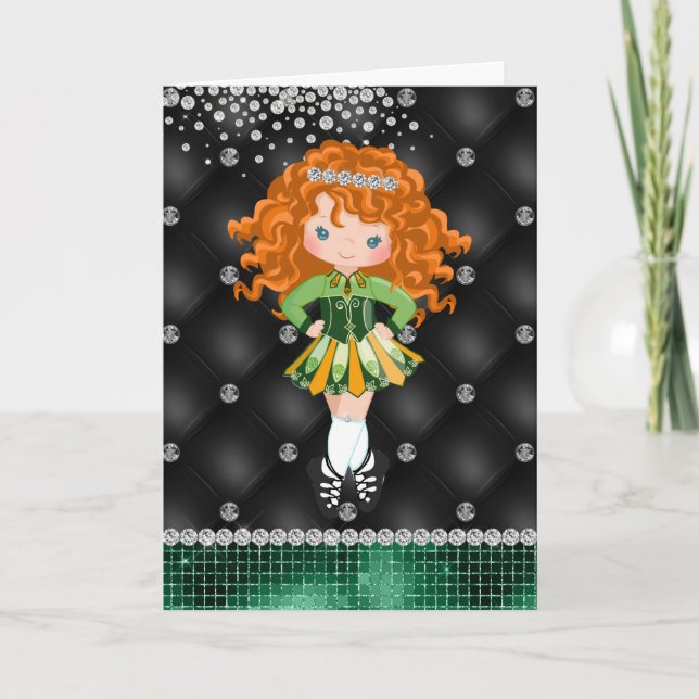 Personalized Irish Dance Redhead Girl Birthday Card (Front)