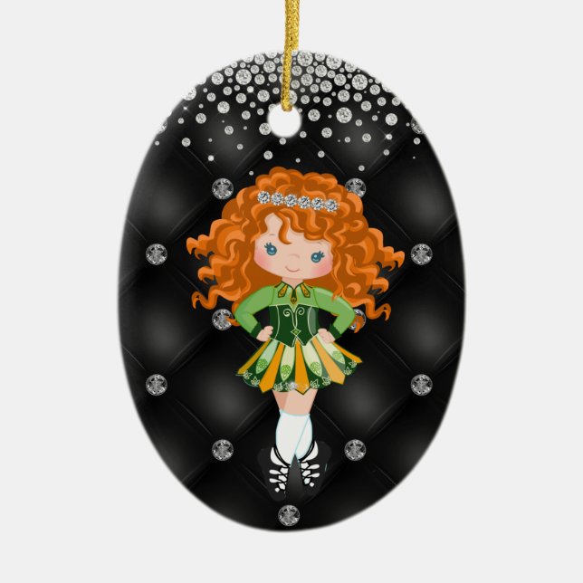 Personalized Irish Dance Redhead Girl Christmas  Ceramic Ornament (Front)