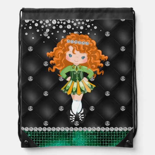 Personalized Irish Dance Redhead Girl Soft Shoe Drawstring Bag