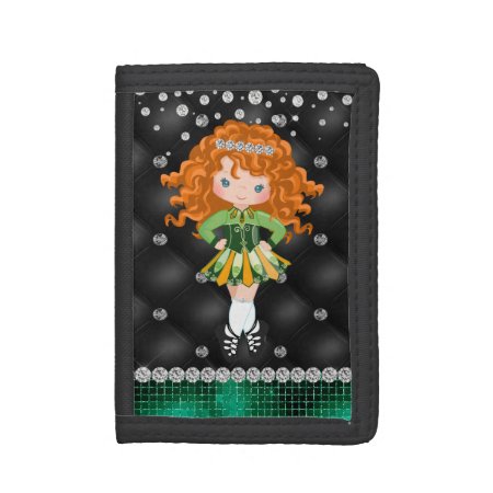 Personalized Irish Dance Redhead Girl Soft Shoe Trifold Wallet