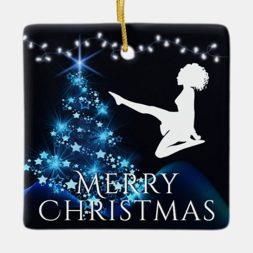 Personalized Irish Dance Soft Shoe Blue Christmas Ceramic Ornament