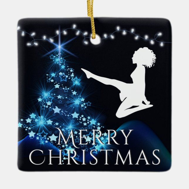 Personalized Irish Dance Soft Shoe Blue Christmas Ceramic Ornament (Front)
