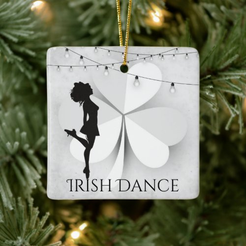 Personalized Irish Dancer Clover Dance Christmas Ceramic Ornament