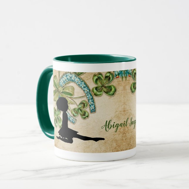 Personalized Irish Dancer, Shamrock and Horseshoe Mug (Front Left)
