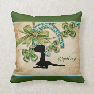 Personalized Irish Dancer, Shamrock and Horseshoe Throw Pillow