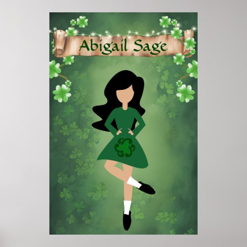 Personalized Irish Dancer with Black Hair Dance Poster