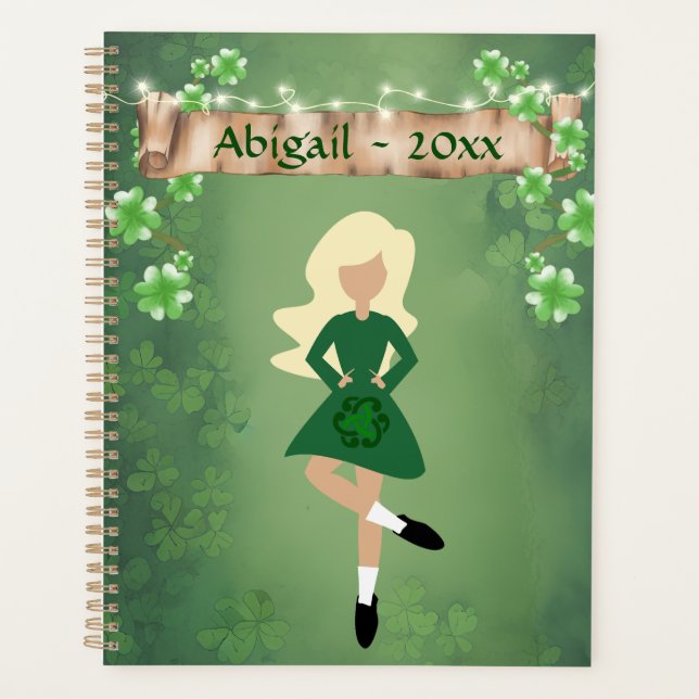 Personalized Irish Dancer with Blond Hair Dance Planner (Front)