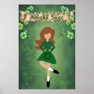 Personalized Irish Dancer with Brown Hair Dance Poster