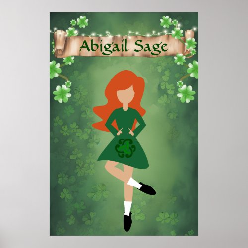Personalized Irish Dancer with Red Hair Dance Poster