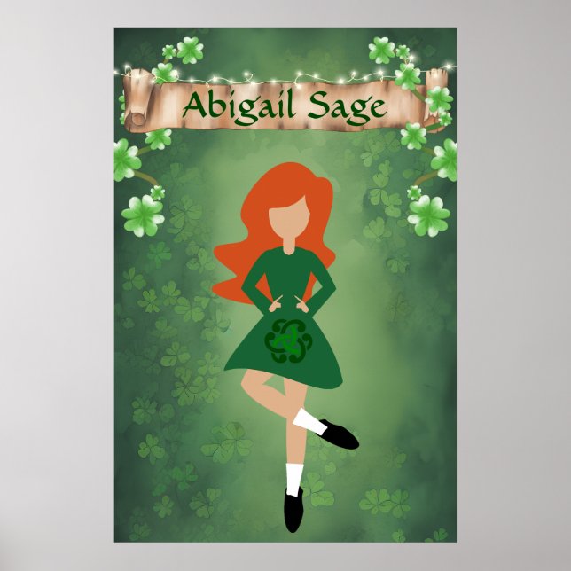 Personalized Irish Dancer with Red Hair Dance Poster (Front)