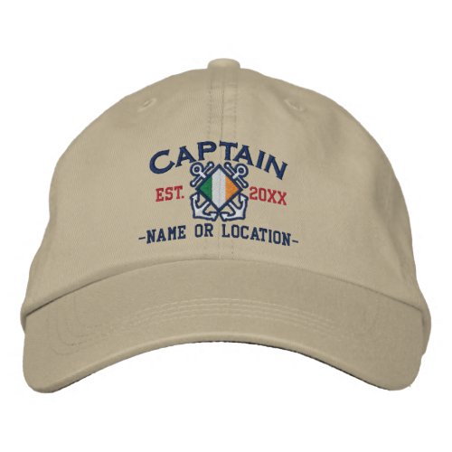 Personalized Irish Flag Anchors Captain Nautical Embroidered Baseball Hat