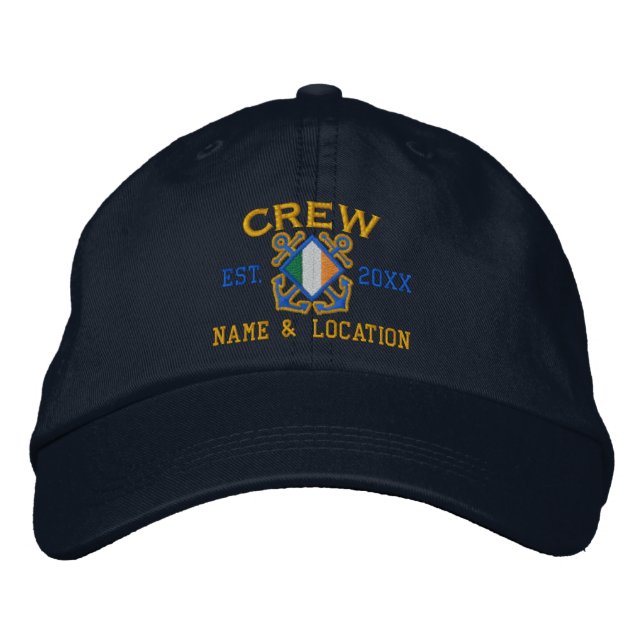 Personalized Irish Flag Crew Nautical Embroidery Embroidered Baseball Hat (Front)