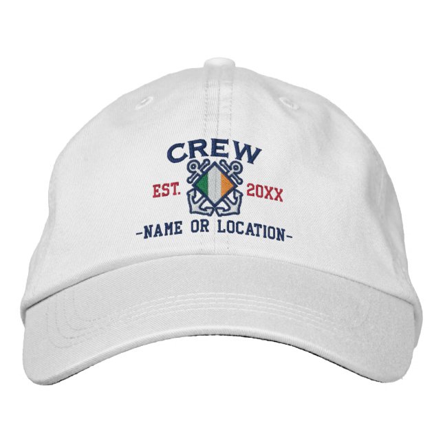 Personalized Irish Flag Crew Nautical Embroidery Embroidered Baseball Hat (Front)