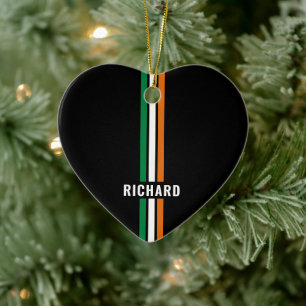 Personalized Irish Flag Patriotic Ireland Stripes Ceramic Ornament