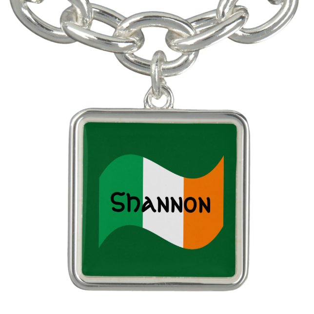 Personalized Irish Flag with Celtic Font Charm Bracelet (Design)