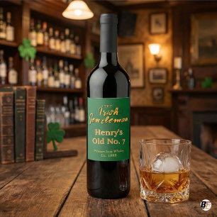 Personalized Irish Gentleman Whiskey Bottle Label 