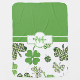 Personalized Irish Green Clover St Patrick's Baby Blanket