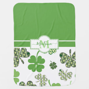 Personalized Irish Green Clover St Patrick's Baby Blanket