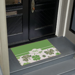 Personalized Irish Green Clover St Patricks Doormat