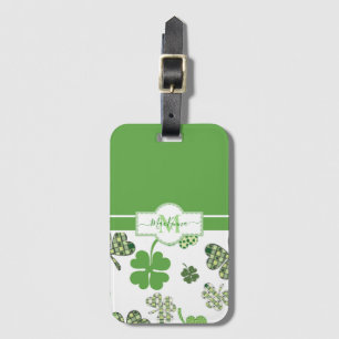 Personalized Irish Green Clover St Patricks Luggage Tag