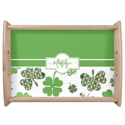 Personalized Irish Green Clover St Patricks Serving Tray