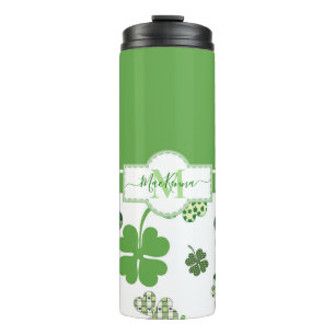 Personalized Irish Green Clover St Patricks Thermal Tumbler