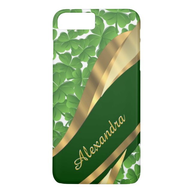 Personalized Irish green shamrock pattern Case-Mate iPhone Case (Back)