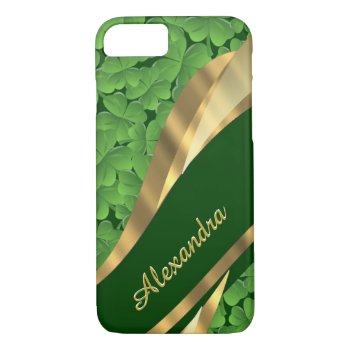 Personalized Irish green shamrock pattern iPhone 7 Case