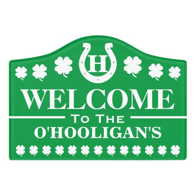 Personalized Irish Greeting Sign (Small Crest Front)