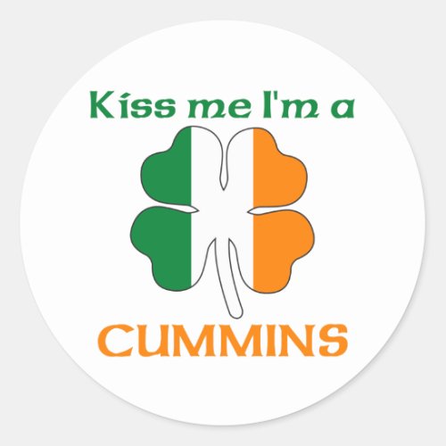 Personalized Irish Kiss Me Im Cummins Classic Round Sticker