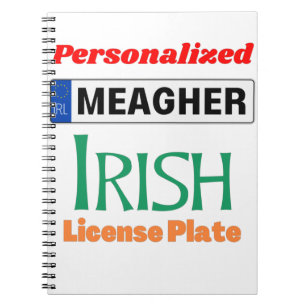 Personalized Irish License Plate Meagher Notebook