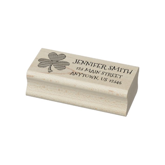 Personalized Irish Lucky Clover Shamrock Address Rubber Stamp (Stamp)