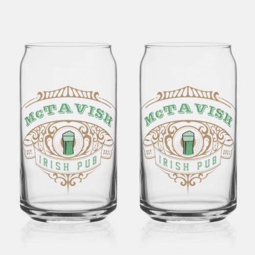 Personalized Irish Pub Can Glass