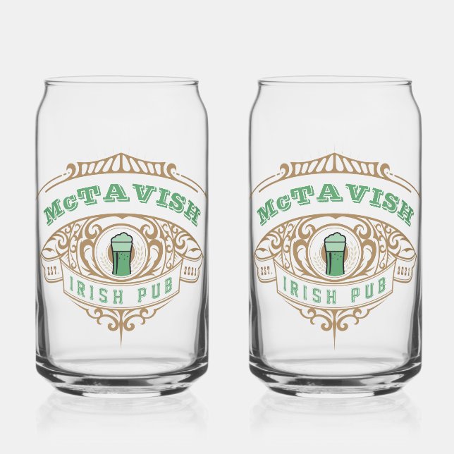 Personalized Irish Pub Can Glass (Front)