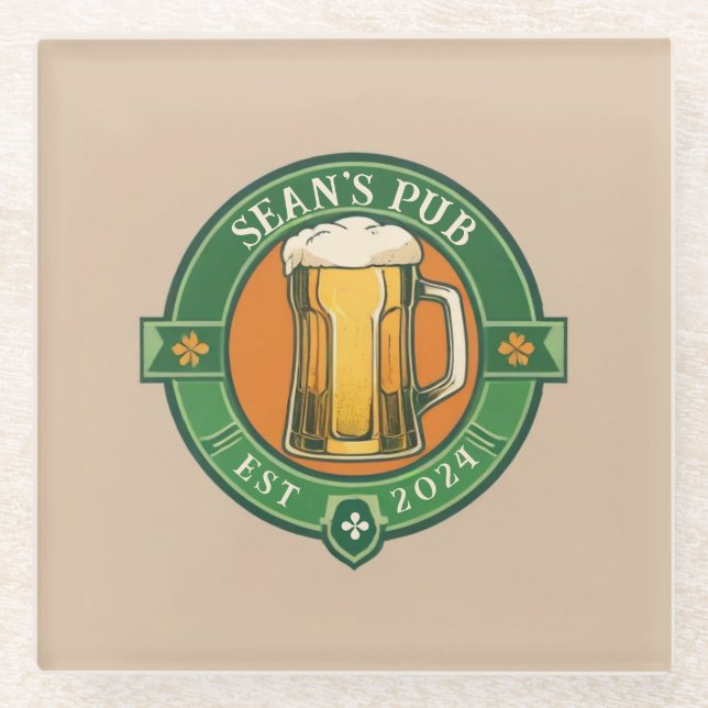 Personalized Irish Pub Coaster with Custom Text (Front)
