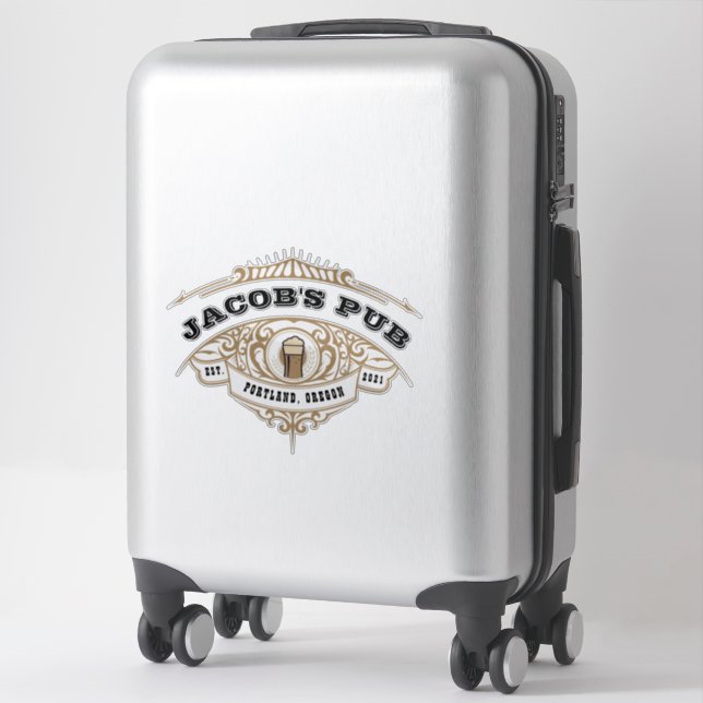 Personalized Irish Pub Extra Large Clear Sticker (Suitcase)