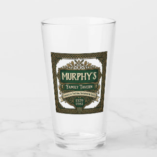 Personalized Irish Pub Family Tavern Vintage Green Glass