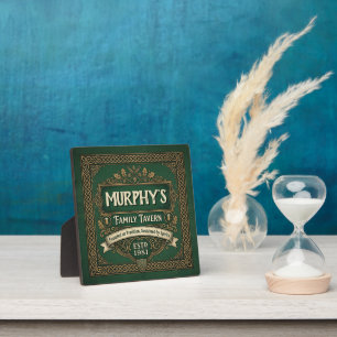 Personalized Irish Pub Family Tavern Vintage Green Plaque