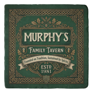 Personalized Irish Pub Family Tavern Vintage Green Trivet