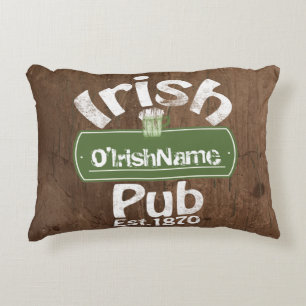 Personalized Irish Pub Old Keg Effect Sign Accent Pillow