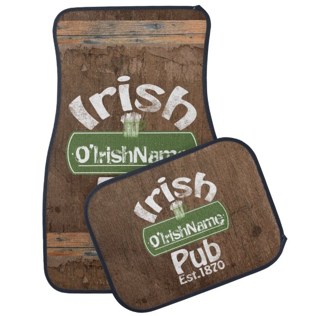Personalized Irish Pub Old Keg Effect Sign Car Floor Mat (Set)