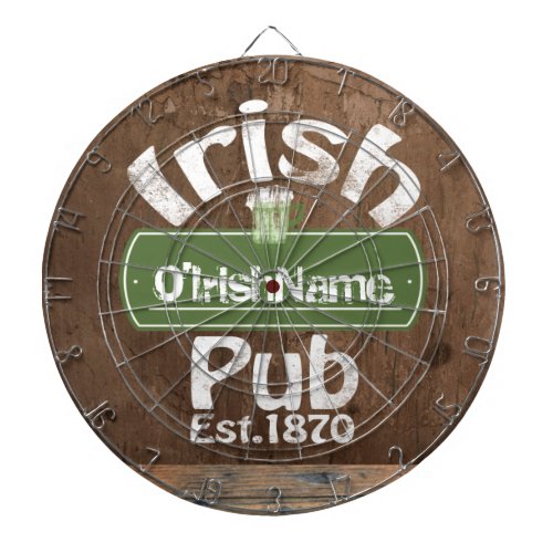 Personalized Irish Pub Old Keg Effect Sign Dartboard