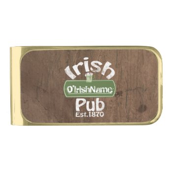 Personalized Irish Pub Old Keg Effect Sign Gold Finish Money Clip by Ricaso_Designs at Zazzle