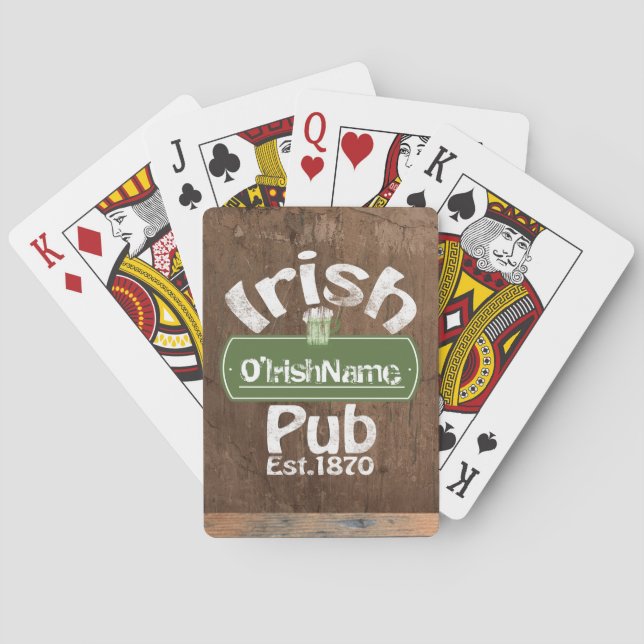 Personalized Irish Pub Old Keg Effect Sign Poker Cards (Back)