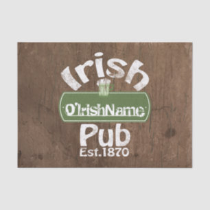 Personalized Irish Pub Old Keg Effect Sign Tissue Paper