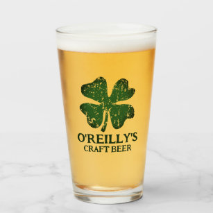 Personalized Irish pub pint beer glasses