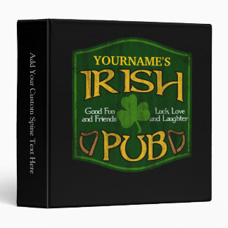 Personalized Irish Pub Sign 3 Ring Binder