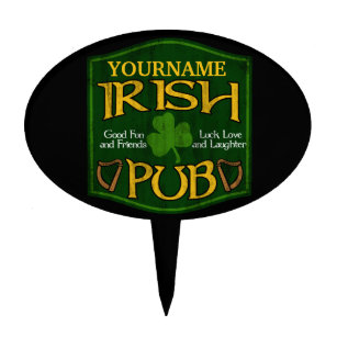 Personalized Irish Pub Sign Cake Topper